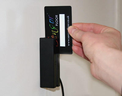 The interactive projection floor can be controlled by swipe-card